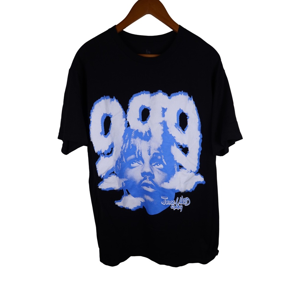 Juice WRLD 999 Club Graphic T-Shirt Black Blue Portrait Mens XL Excellent Tee